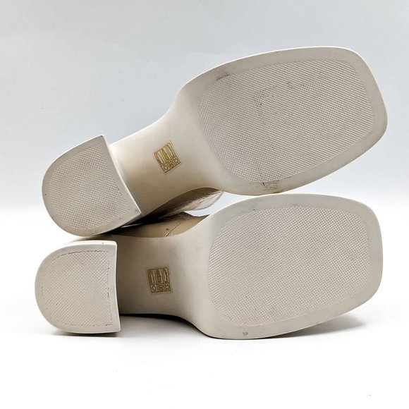 Free People Wmn Double Stack Y2k 90s Platform Cream Leather Boots 7.5US EUR 38 - Picture 3 of 12